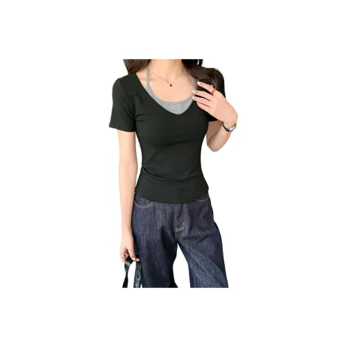 XIANSINIAO T Shirts Women's Black