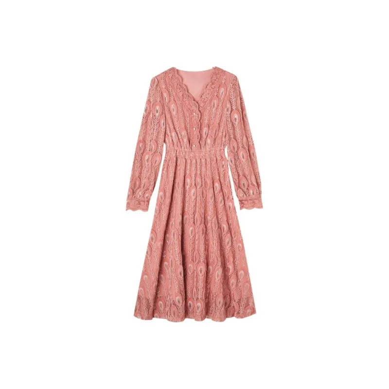 Dme Long Sleeved Dresses Women's Orange Pink-0