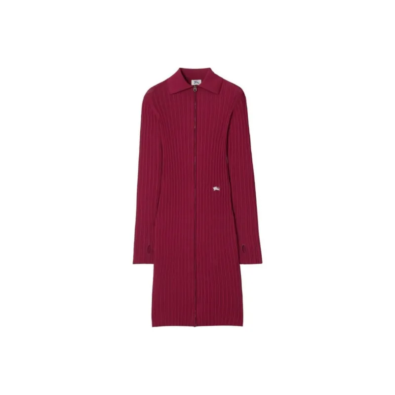 Burberry EKD Viscose Blend Dress Long Sleeved Dresses Women's Red-0