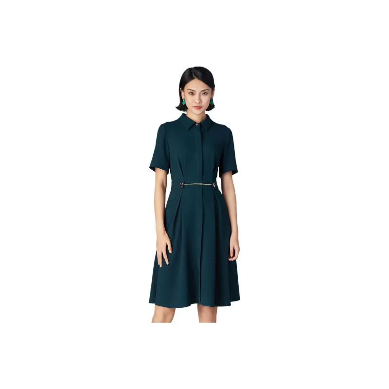 BBLLUUEE Short Sleeved Dress Women's Turquoise-0