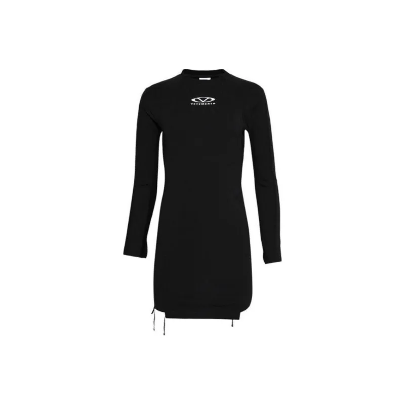 Vetements Oval Logo Cut Up Mini Dress 'Black/White'-0