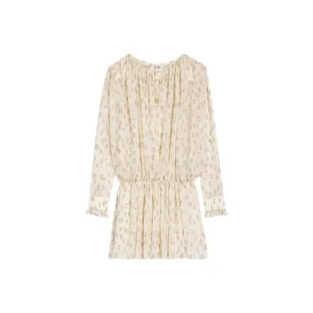 CELINE Long Sleeved Dresses Women's Beige Yellow