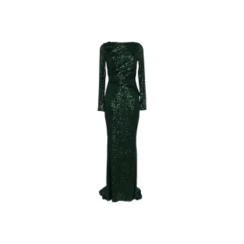 Talbot Runhof Lgslv Sequin Evening Dress