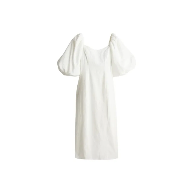 H&M Short Sleeved Dress Women's White-0