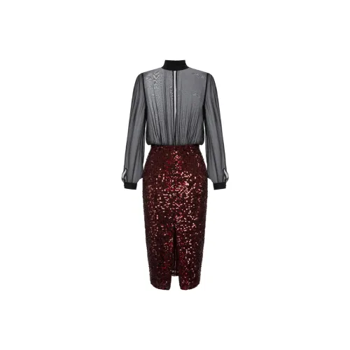Elisabetta Franchi Sequin embellished Georgette Midi Dress