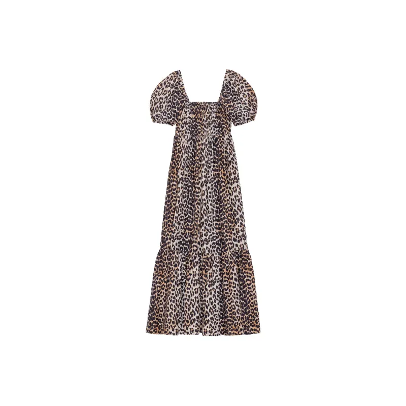 GANNI Short Sleeved Dresses Women's Leopard Color-0