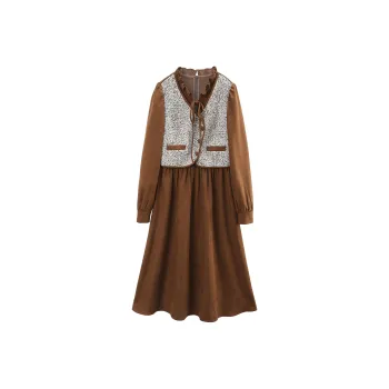 A Paradise For Awakening Long Sleeved Dresses Women's Coffee