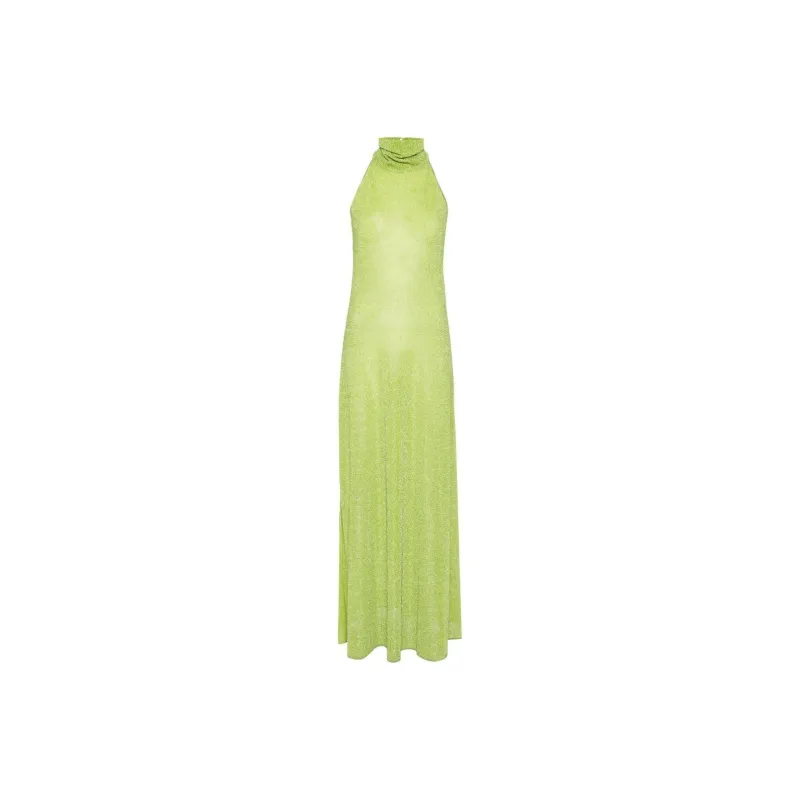 Oséree Metallic Halterneck Maxi Dress-0