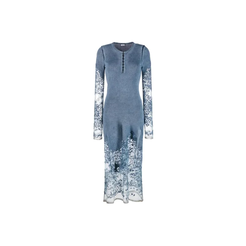 DIESEL Long-Sleeved Dresses Women's Blue Gray-0