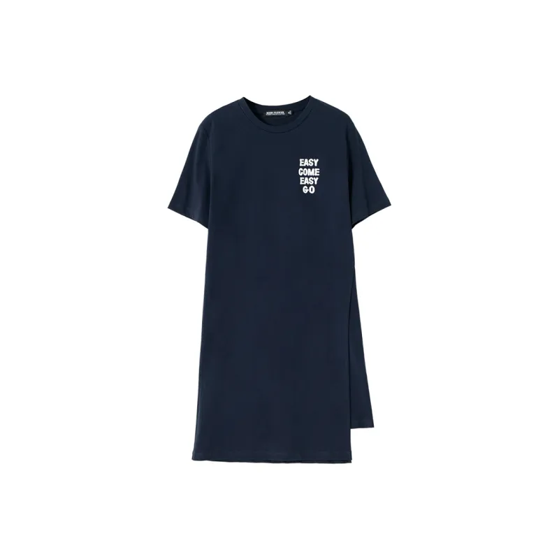 SOON FLOWER Short Sleeved Dresses Women's Navy Blue-0