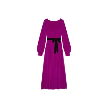 GUCCI Women's Silk Belted Dress Dark Pink