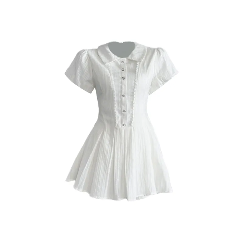 Pa33word Short Sleeved Dress Women's Pure White Color-0