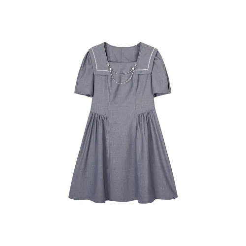 Pit Short-Sleeved Dresses Women's Light Gray