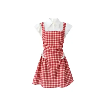 CZMO Short Sleeved Dress Women's Mock Two Piece Dress