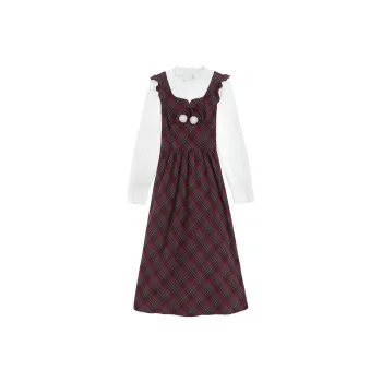 Alxnan Long Sleeved Dresses Women's Maroon