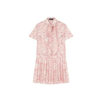 VERSACE Barocco Lavallière Pleated Mini Dress