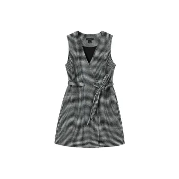 CLUB MONACO Sleeveless Dress Women's Black White Houndstooth