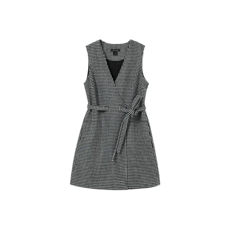 CLUB MONACO Sleeveless Dress Women's Black White Houndstooth-0