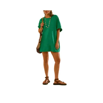 FREE PEOPLE Essential Extreme Tee Mini Short-Sleeved Dresses Women's Golf Green