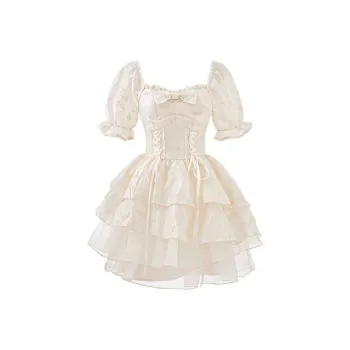ZCDECO Short Sleeved Dress Women's Apricot