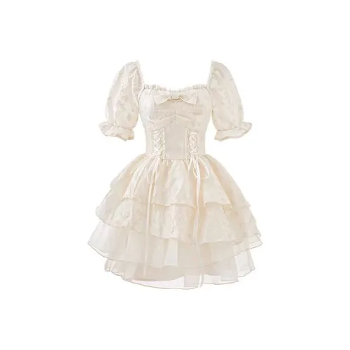 ZCDECO Short Sleeved Dress Women's Apricot