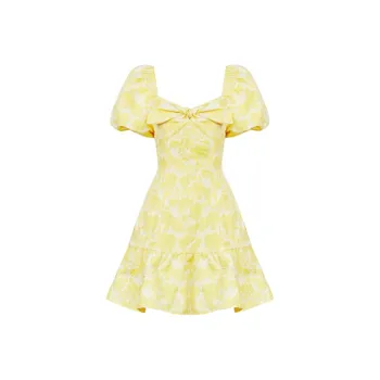 DPLAY Short Sleeved Dress Women's Iris Yellow