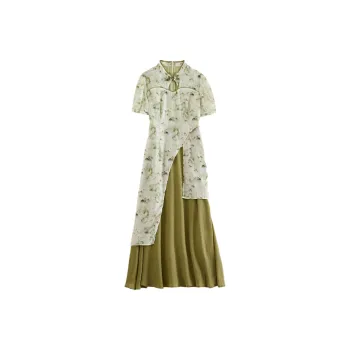 SETIROM Short Sleeved Dress Women's Light Green