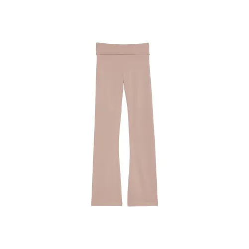 Victoria's Secret VS Cotton Yoga Foldover Flare Leggings/Bare Taupe Leggings Women's Nude Taupe