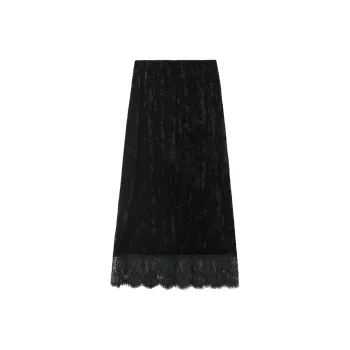 3COLOUR Knit Long Skirt Women's Pitch Black