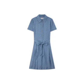 Tommy Hilfiger Short Sleeved Dresses Women's Blue And White Pattern