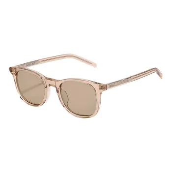 Fakeme Plate Frame Square Sunglasses Unisex Transparent Brown