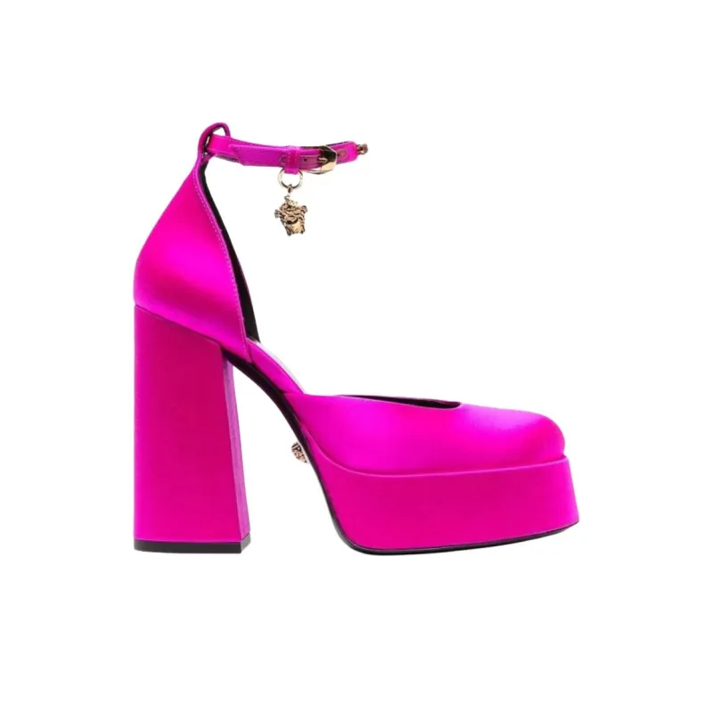 FANSIZHE Medusa Chunky Heel High Heels 12.5cm Women's Pink-1