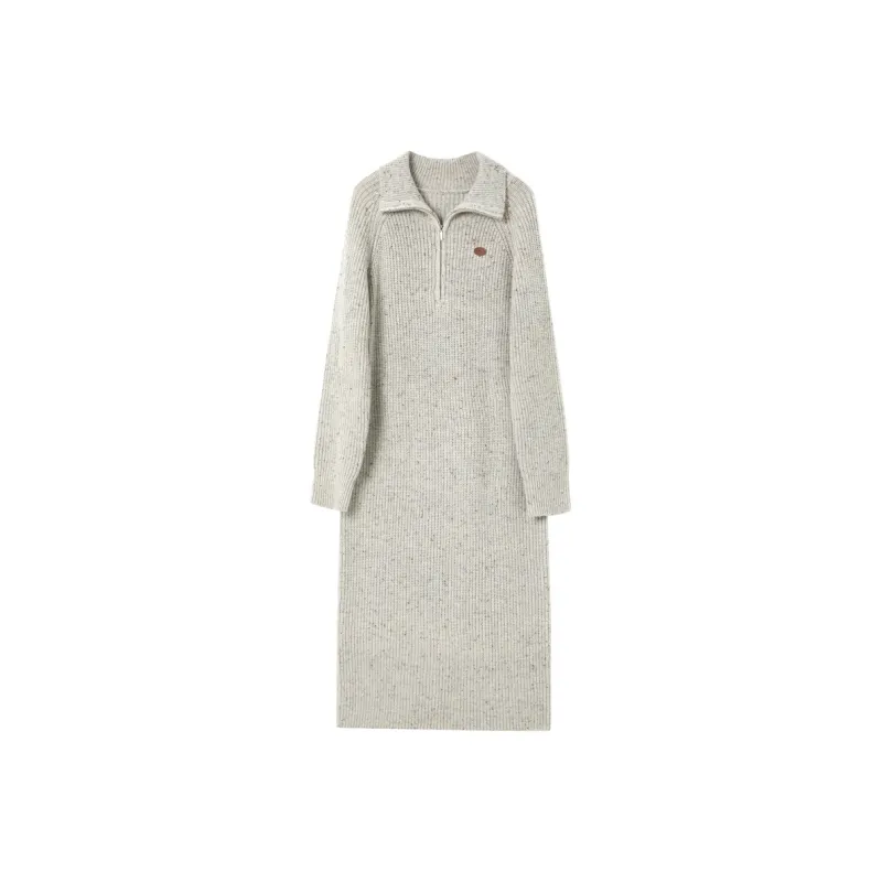 3COLOUR Long Sleeved Dress Women's Oat-0