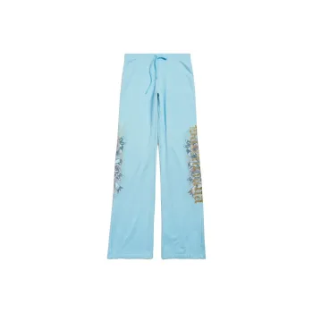 Balenciaga Knitted Sports Pants Women's Light Blue
