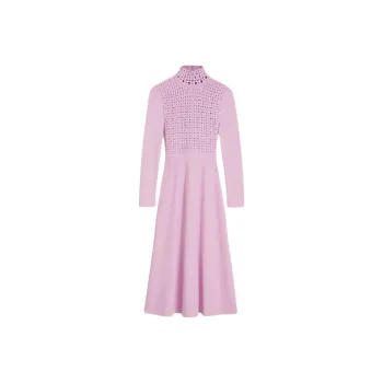 SCANLAN THEODORE Crepe Knit Daisy Dress Long-Sleeved Dresses Women's Mauve/Light Purple