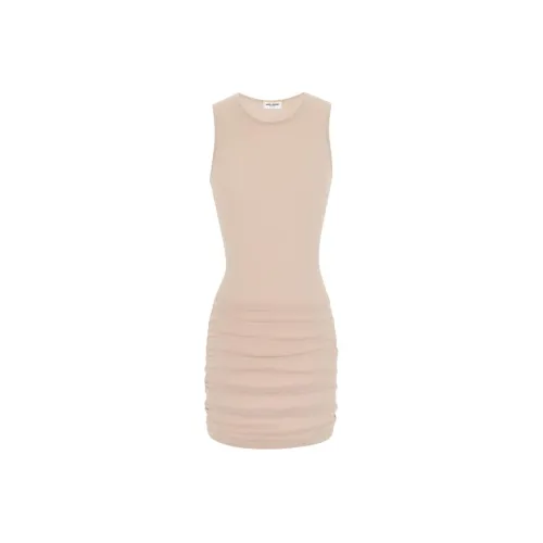 SAINT LAURENT Crewneck Ruched Detailed Mini Dress