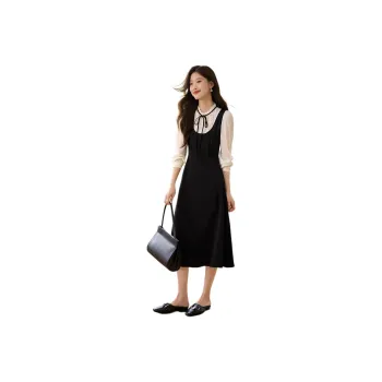Mo Han Yi Mei Long Sleeved Dress Women's Black White