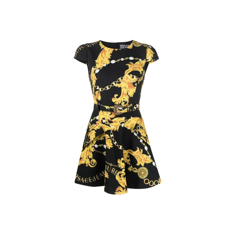 VERSACE JEANS COUTURE SS23 Short Sleeved Dress Women's Black-0