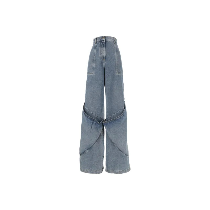 The Attico Knee Detailed Long Jeans-0