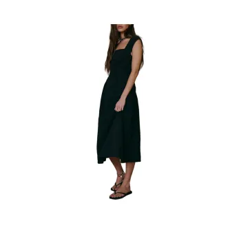 FREE PEOPLE Cartagena Cotton-Linen Maxi Short-Sleeved Dresses Women's Black