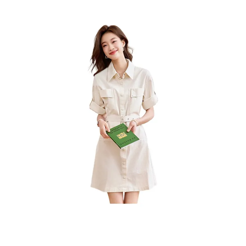 Mo Han Yi Mei Short Sleeved Dresses Women's White-0