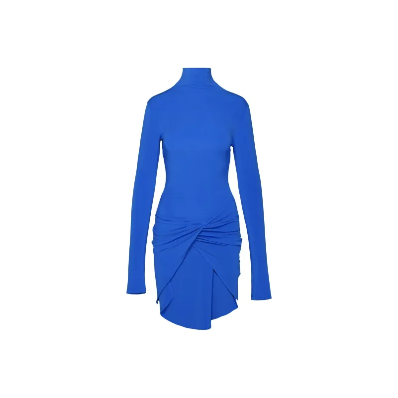 OFF WHITE Long Sleeved Dress, Slim Fit Women's Blue-0
