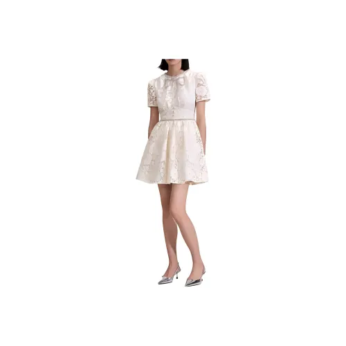 Self portrait Short Sleeved Dress Women's Cream