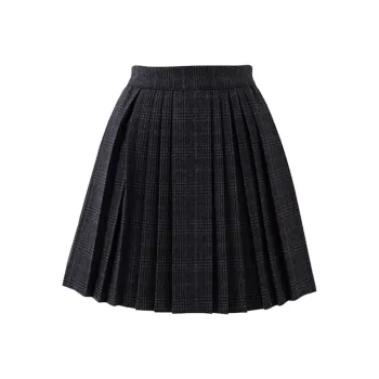 SOON FLOWER Casual Short Skirts Women's Blue Gray Plaid