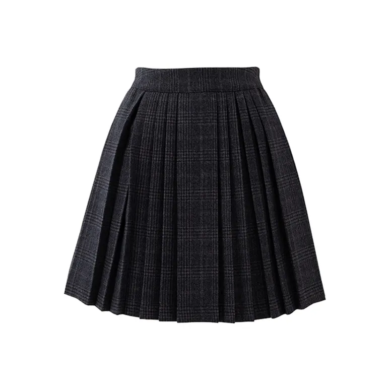 SOON FLOWER Casual Short Skirts Women's Blue Gray Plaid-0