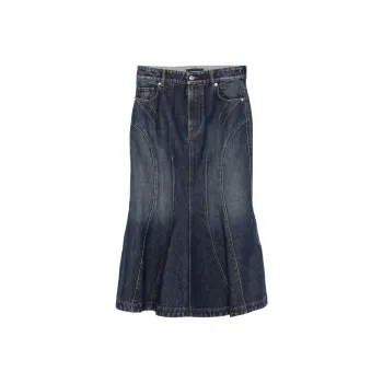SportMax Casa Flared Denim Midi Skirt