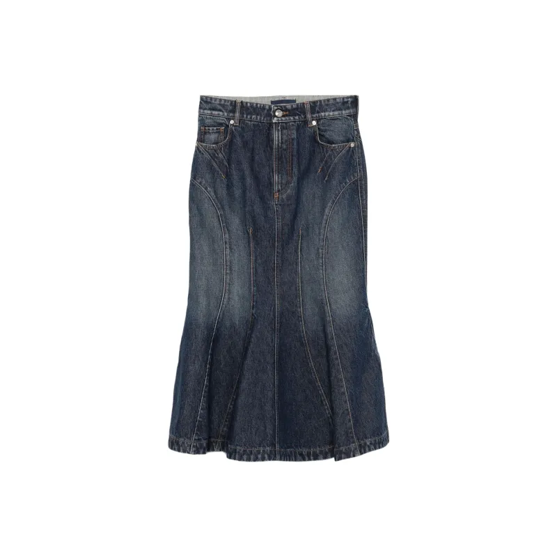SportMax Casa Flared Denim Midi Skirt-0