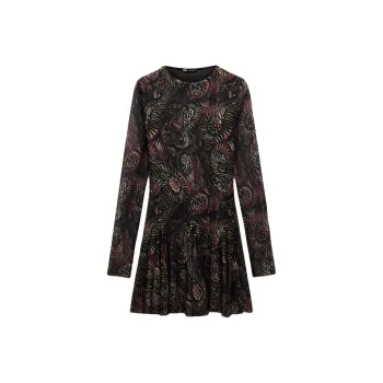 ZARA Long-Sleeved Dresses Women's Deep Maroon