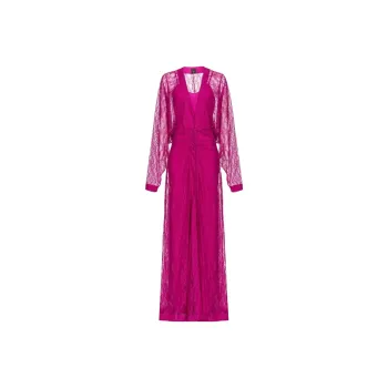 PINKO FW23 Abito Lungo In Pizzo Long Sleeved Dress Women's Pink