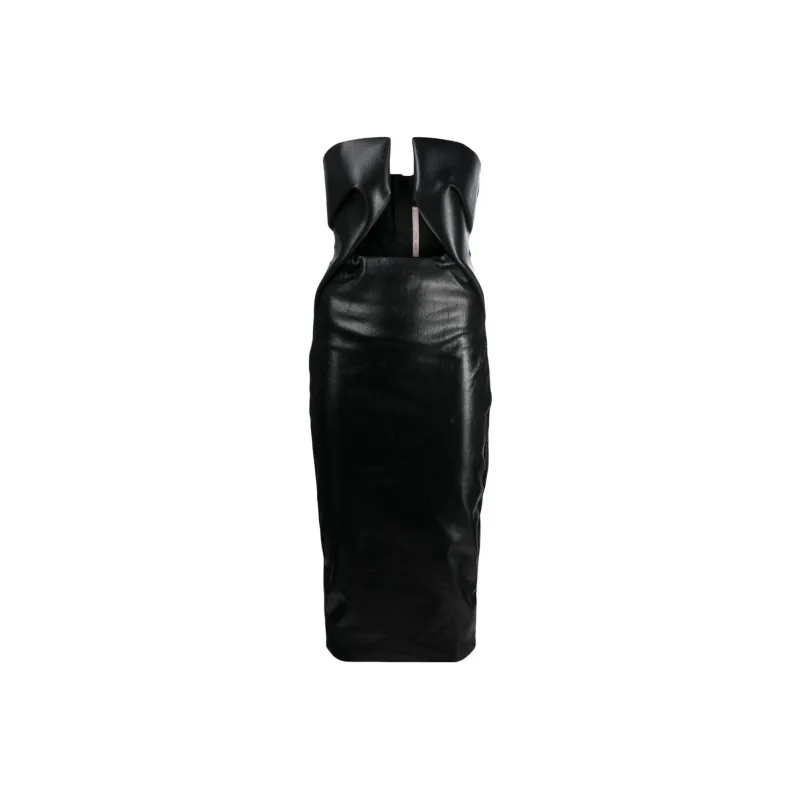 RICK OWENS Strapless Patent Midi Dress-0